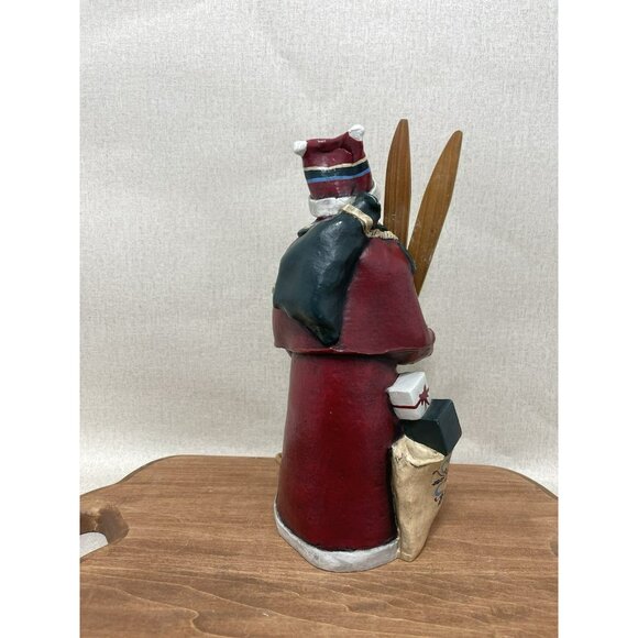 11 Large NORDIC Santa Claus Collectible Figurine with Skis Unmarked Odd - Picture 9 of 11